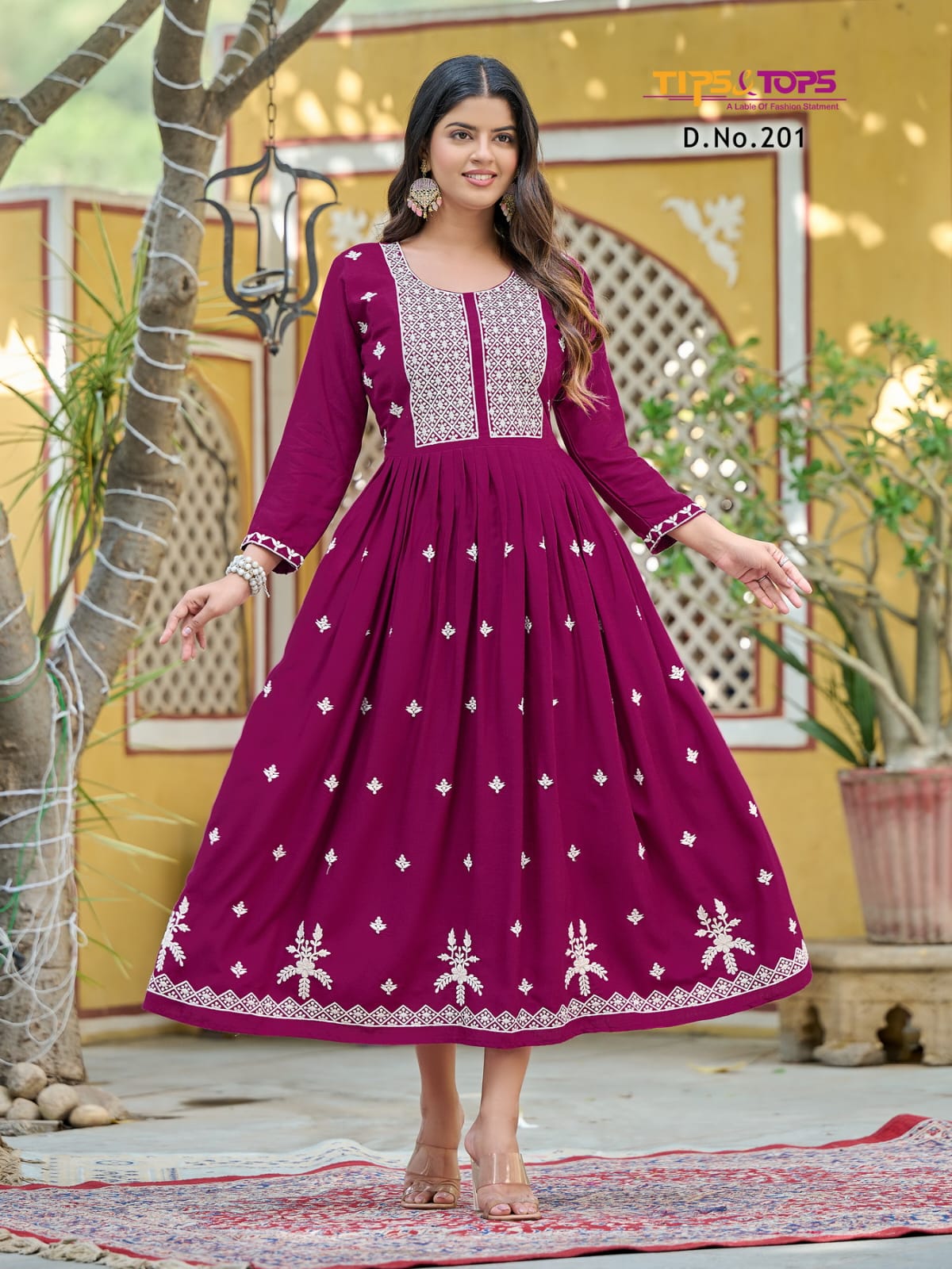 Tips And Tops Lakhnavi Vol 2 Rayon Thread Embroidery Kurtis Catalog
